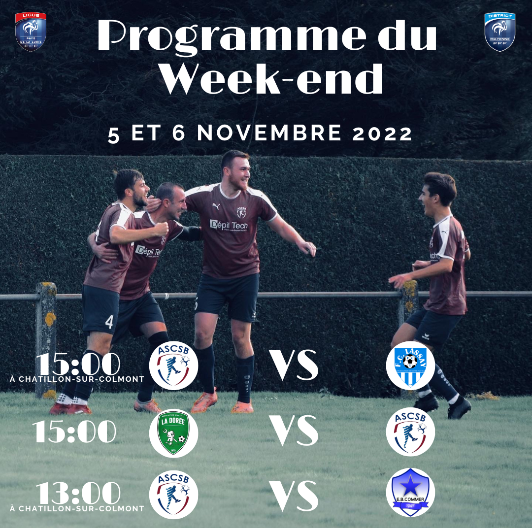 Actualité Programme du Week end 5 et 6 Novembre club Football AS